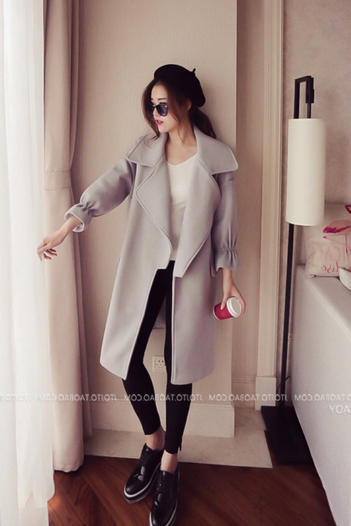 Áo khoác dạ nỉ form dài đang thịnh