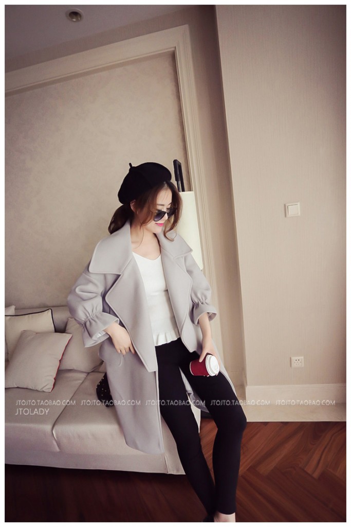 Áo khoác dạ nỉ form dài đang thịnh