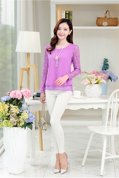 Áo ren phối voan thoải mái ngày hè công sở