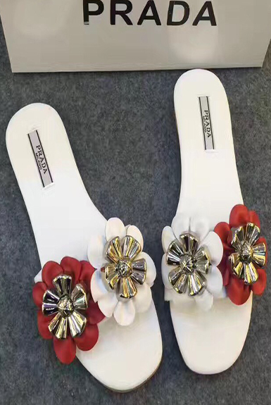 Dép Prada quai ngang đính hoa
