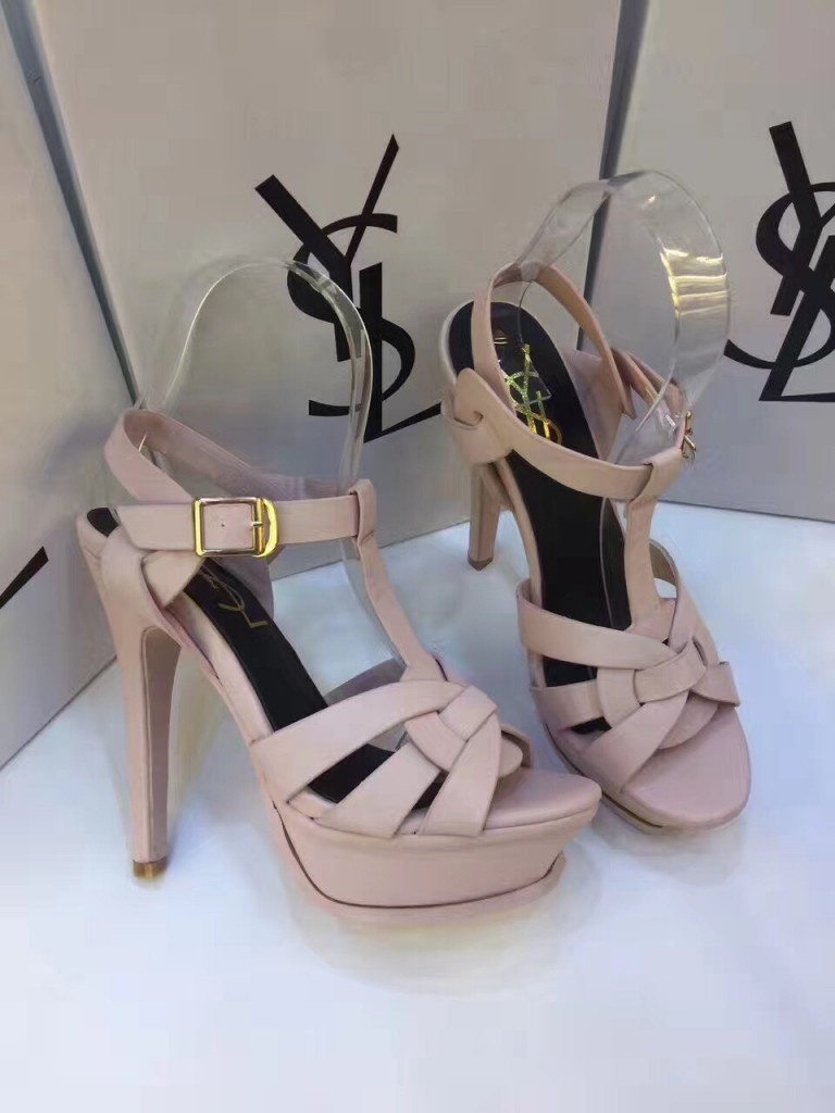 Guốc cao gót Ysl hình chéo dây phối phụ kiên