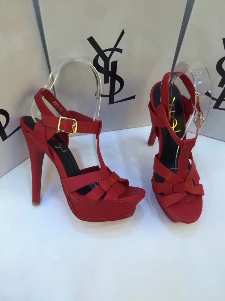 Guốc cao gót Ysl hình chéo dây phối phụ kiên