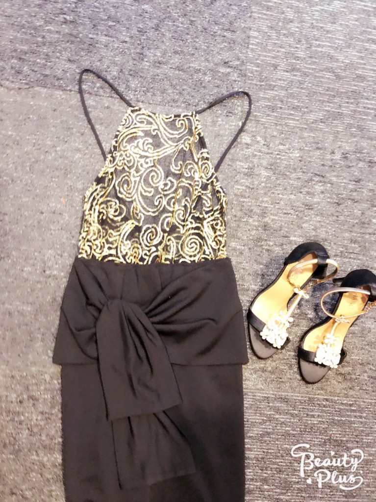 Đầm ôm body ren mạ vàng sang trọng