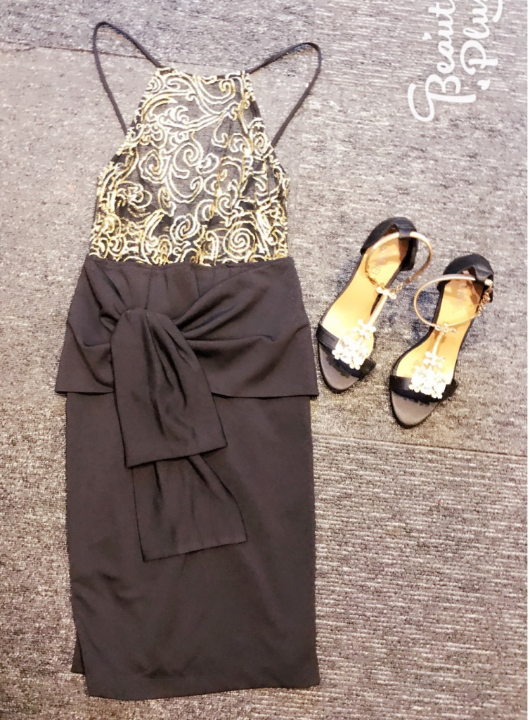 Đầm ôm body ren mạ vàng sang trọng