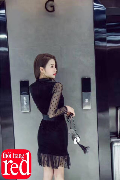 Đầm ôm body đuôi cá phối ren