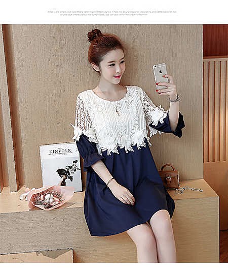 Đầm công sở voan phối áo ren bên ngoài dễ thương