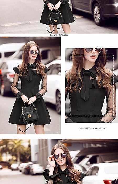 Đầm công sở phối lưới dễ thương