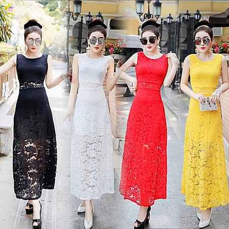 Đầm dự tiệc ren xòe sang trọng
