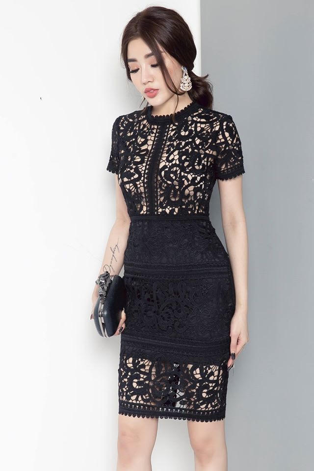 Đầm ôm body ren 3 tầng