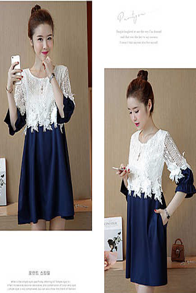 Đầm công sở voan phối áo ren bên ngoài dễ thương Đầm công sở voan phối áo ren bên ngoài dễ thương