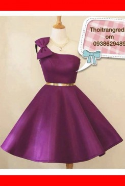 Đầm nữ dạ tiêc đính nơ lệch vai một bên cá tính 	Đầm nữ dạ tiêc đính nơ lệch vai một bên cá tính