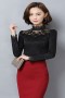 Áo len công sở phối ren hình vương niệm sang trọng Áo len công sở phối ren hình vương niệm sang trọng