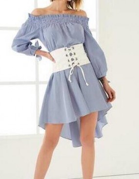 Đầm đuôi tôm rớt vai tay dài nhúng bèo ở vai