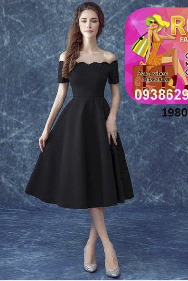 Đầm dạ tiệc nữ rớt vai cắt hình răng cưa nữ tính Đầm dạ tiệc nữ rớt vai cắt hình răng cưa nữ tính