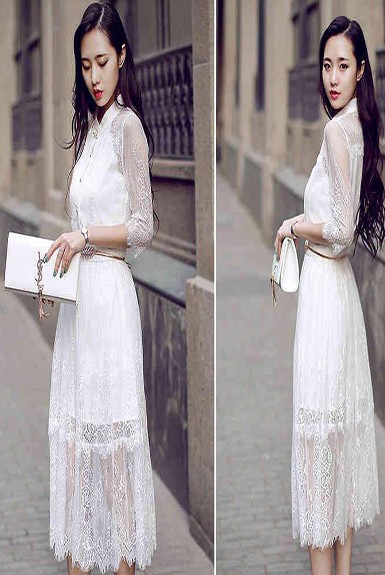 Đầm maxi ren trắng dạo phố Đầm maxi ren trắng dạo phố