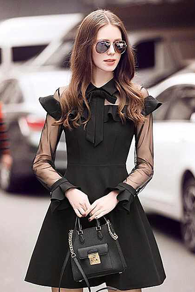 Đầm công sở phối lưới dễ thương Đầm công sở phối lưới dễ thương