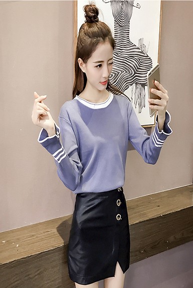 Áo len tay dài viền hình mũi tên đi xuống