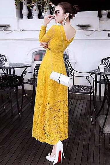 Đầm dự tiệc ren xòe sang trọng Đầm dự tiệc ren xòe sang trọng