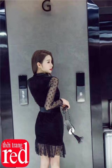 Đầm ôm body đuôi cá phối ren ngôi sao cổ sơ mi đang thịnh Đầm ôm body đuôi cá phối ren ngôi sao cổ sơ mi đang thịnh