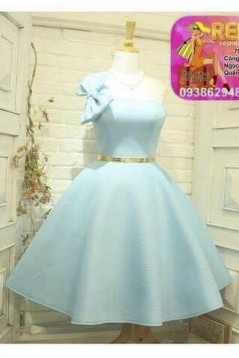 Đầm nữ dạ tiêc đính nơ lệch vai một bên cá tính