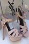 Guốc cao gót Ysl hình chéo dây phối phụ kiện