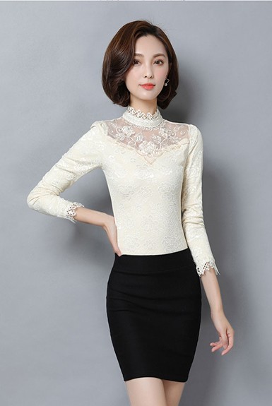 Áo len công sở phối ren hình vương niệm sang trọng Áo len công sở phối ren hình vương niệm sang trọng
