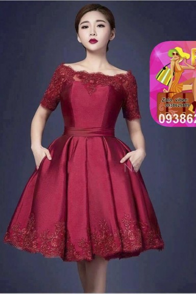 Đầm dạ hội nữ phối ren tay cao cấp tùng xòe xếp ly nữ tính sang trọng Đầm dạ hội nữ phối ren tay cao cấp tùng xòe xếp ly nữ tính sang trọng