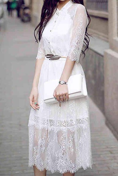 Đầm maxi ren trắng dạo phố Đầm maxi ren trắng dạo phố