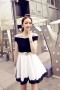 Đầm dạ tiệc nữ rớt vai áo đen phối chân váy xếp ly  Đầm dạ tiệc nữ rớt vai áo đen phối chân váy xếp ly